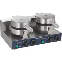 GastroHero 2-in-1-Kombi-Waffeleisen Doppel Waffeleisen rund 2x Ø18 cm Gastro Waffelgerät, 2600 W
