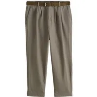 Next Stoffhose Relaxed Fit Hose mit konischem Bein + Ledergürtel (2-tlg)