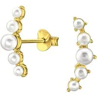 ALEXANDER YORK Paar Ohrstecker PERLENREIHE in Gold, 2-tlg., 925 Sterling Silber