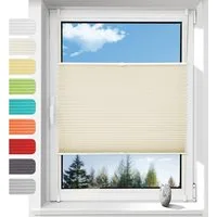OUBO Plissee mit Klemmträger Sonnenschutz und Sichtschutz lichtdurchlässig Rollo, Lichtschutz, Klemmfix Faltrollo ohne Bohren Jalousie mit Klemmträger, Klemmfix