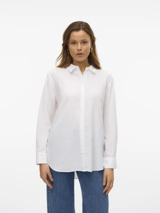 VERO MODA - VMLINN LS SHIRT WVN NOOS Snow White - Gr. - XS