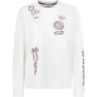 Eight2Nine Longsleeve Damen Longsleeve mit Stickerei Baumwollshirt, bestickt