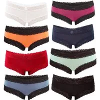 Fabio Farini Hipster Damen Unterwäsche - Frauen Unterhosen Panty Slip (Spar-Set, 15-St) mit floraler Spitze und Schleifchen, zufällig ausgewählte Farben