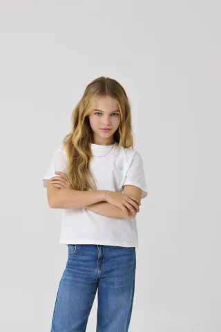KIDS ONLY - KOGMAIKEN LIFE CROPHEART SS TOP JRS NOOS Cloud Dancer - Gr. - 128