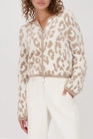 monari - Cardigan mit Leopardenmuster truffle gemustert - Gr. - 44