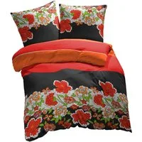 etérea Himmlische Qualität Bettwäsche etérea Baumwolle Bettwäsche Clemens Blumen Rot und, Baumwolle, 2 teilig