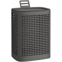 SONGMICS Wäschekorb mit Deckel, Wäschesammler Plastik, für Badezimmer, Waschküche, Wäschetonne schmal, Wäschebox platzsparend, Schlafzimmer, 75 L