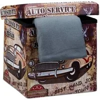 relaxdays Sitzhocker mit Stauraum Trendmotiv (3 St), Car
