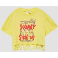 s.Oliver Kurzarmshirt T-Shirt Printshirt im Oversize-Fit mit Fransen
