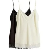The Set Trägertop The Set Satin-Tops mit Spitze, 2er-Pack (2-tlg)