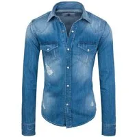 Rock Creek Jeanshemd Herren Jeanshemd Hellblau RC-013