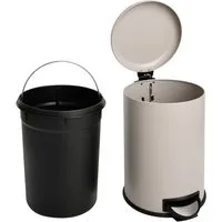 SVITA Mülleimer, Treteimer, Abfalleimer, 20 Liter, inkl. Inneneimer, Stahl, Taupe