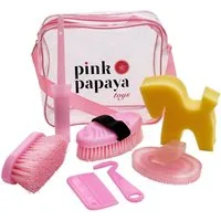 Pink Papaya Spiel Putztasche "Lexington" 7-teilige Pony Putzbox in Pink, Kinderspiel, die ideale Ergänzung für alle Pink Papaya Pferde