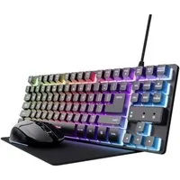 Trust Gaming Set Tastatur Maus Mauspad DE Layout QWERTZ Gaming Bundle PC Set PC-Tastatur (LED QWERTZ Tastatur Keyboard Gamer Set Equipment)