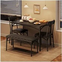 GarveeMore Essgruppe Essgruppe für 4 Personen Esstisch, gepolsterter Bank und 2 Stühlen, Tisch: 70 x 110 x 76 cm Stuhl: 48 x 43 x 86 cm Bank: 30 x 90 x 47.5 cm