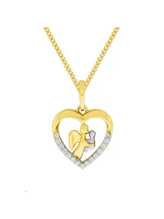 Fascination by Ellen K. Halskette Gold 333 mit Zirkonia weiß und Engel-Motiv