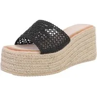 Ital-Design Modische Wedges mit geflochtener Sohle für Damen Plateausandaletten (89852669) Keilabsatz/Wedge Keilsandaletten in Schwarz