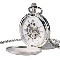 Tidy Taschenuhr Antike Skelett Taschenuhr Handaufzug – Doppel offen, Kette, Tasche