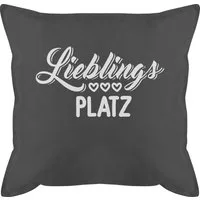 Shirtracer Dekokissen Lieblingsplatz - weiß, Deko-Kissen mit Spruch