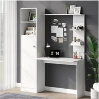 Flieks Regal-Schreibtisch Computertisch mit Hochschrank und Ablagen (123,5x45x168,5 cm, 1-St), L-formig Arbeitstisch mit Ablagen und 5 Fächern Bürortisch Weiß