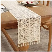 Agger Tischläufer Boho Tischläufer Vintage mit Fransen Tischdecke Tischläufer aus Spitze, für Couchtisch, Esstisch, Hochzeit, Partys