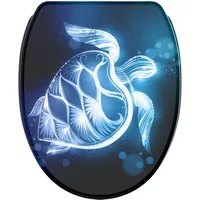 Sanilo WC-Sitz Glow Turtle mit Absenkautomatik & Quick Release, hochwertig, abnehmbar, leichte Montage von oben, mit Schraubenzieher