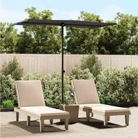 furnicato Sonnenschirm Schwarzer 180x110x208 cm mit Aluminiumgestell, UV-beständiger Gartenschirm, höhenverstellbar und 180 Grad drehbar