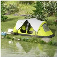 Outsunny Tunnelzelt Campingzelt, Personen: 3 (mit Lichthaken, 2 Räumen, 1 tlg., Winddicht Familienzelt mit Tragetasche), 2000mm Wasserabweisend Zelt für Camping