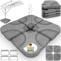 tillvex Sonnenschirm tillvex® Sonnenschirmständer 60L / 80kg Schirmständer Schirmgewicht, Schirmständer Ampelschirmständer wetterfest, inkl. Metallverbinder Schirmgewicht befüllbar, Sonnenschirmständer 60 Liter / 80 kg – 4-teilig für Ampelschirm