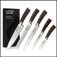 LIVINA HOME Messer-Set Profi Chefmesser Set – Scharfe 20 cm Klinge aus hochwertigem Edelstahl (5-tlg), Schneidemesser, Küchenmesser, Kochmesser, Oster Deal Sale!