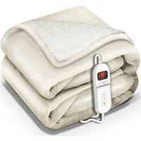 sinnlein Heizdecke mit Abschaltautomatik Elektrische Wärmedecke, mit 9 Temperaturstufen Kuscheldecke Bett, Sofa, Decke elektrisch mit Timer Digitalanzeige, 9 Temperaturstufen
