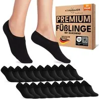 sockenkauf24 Füßlinge 10 Paar Premium Füßlinge Sneaker Socken Damen Herren Baumwolle (20-Paar) invisible Socks ohne Naht mit Silikonpad gegen Verrutschen - 70106T