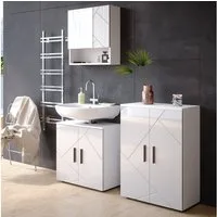 Vicco Badmöbel-Set Irma, Weiß Hochglanz/Weiß, 2 Teile, mit Midischrank, (2-St., 2er Set)