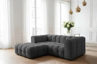 Ecksofa Designersofa SOLVIE XS in Stoff Moly Anthrazit Ottomane Links