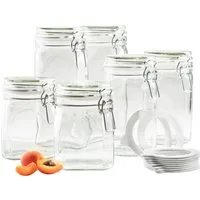 MÄSER Einmachglas Gothika, Einkochglas Set, Glas, (Set, 7-tlg., je 2 Gläser mit Füllmenge 75 cl, 1,05 l, 1,45 l + 1x Einkochring-Set), Glas mit Deckel