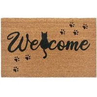 HANSE Home Fußmatte Mix Mats Kokos Cat Paws Welcome, Türmatte, rechteckig, Höhe: 15 mm, Kokos, Schmutzfangmatte, Outdoor, Rutschfest, Innen, Kokosmatte, Flur