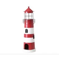 BOLTZE Kerzenlaterne Boltze Leuchtturm Laterne 64 cm rot / weiß