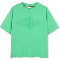 HUGO Kids T-Shirt HUGO Kids T-Shirt grün mit eingestanztem Logo und 3D-Effekt