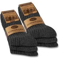 sockenkauf24 Norwegersocken 6 Paar Wollsocken warme Wintersocken mit weicher Frotteesohle (Anthrazit, 47-50) für Damen & Herren in Schwarz, Grau & Anthrazit - 70301T