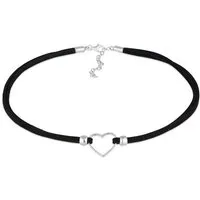 Elli Choker Choker Herz Halsband Schwarz 925 Silber