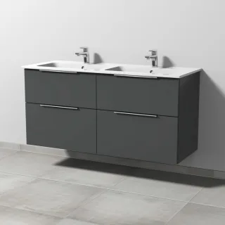 Sanipa 3way Waschtischunterbau zu Duravit ME by Starck Waschtisch mit 4 Auszügen, Anthrazit-Matt UM72822
