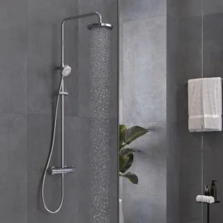 Kludi Logo Thermostat-Dual-Shower-System 6809505-00 chrom, mit Kopf- und Handbrause