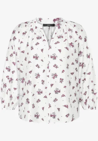 zero - Bluse mit Blumenmuster und 3/4-Ballonärmeln weiß - Gr. - 42