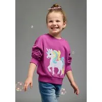 KIDSWORLD Sweatshirt Einhorn-Applikation für kleine Mädchen Sweatshirt mit schimmernden Pailletten-Applikationen