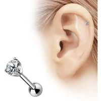 Taffstyle Piercing-Set Echt 585 Gold Tragus Helix Daith klaren Kristall, Piercing Stecker Knorpel Glitzer Cartilage Ohrpiercing Barbell Stab