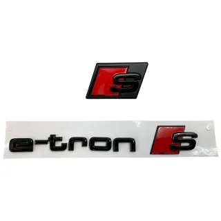 Original Audi e-tron S Black Edition Emblem Schriftzug Logo Emblem Schwarz glänzend Heck + Kühlergrill