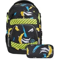 coocazoo Schulranzen Schulrucksack-Set MATE, Mäppchen Neon Pull-Over (3-tlg)