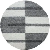 Carpettex Hochflor-Teppich Kariert Design, Rund, Höhe: 30 mm, Teppich Kariert Design Teppich im modern Stil Teppich Wohnzimmer