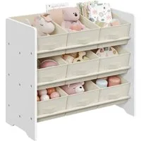 SONGMICS Spielzeugtruhe Kinderregal Bücherregal Kinder, mit 9 Aufbewahrungsboxen aus Vliesstoff, Kinderzimmer Regal