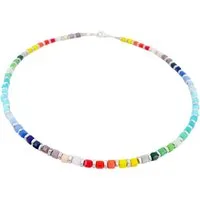 traumschmuck Kette ohne Anhänger 410o Halskette Collier Glas 4mm Hämatit silber bunt (Geschenk, Muttertag, Weihnachten, Geburtstag, Valentinstag, incl. Schmuckbox), handgefertigt, Made in Germany